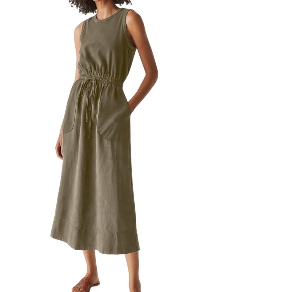 Michael Stars Wilhelmina Stretch Cotton &‎ Linen Midi Tank Dress Size Small